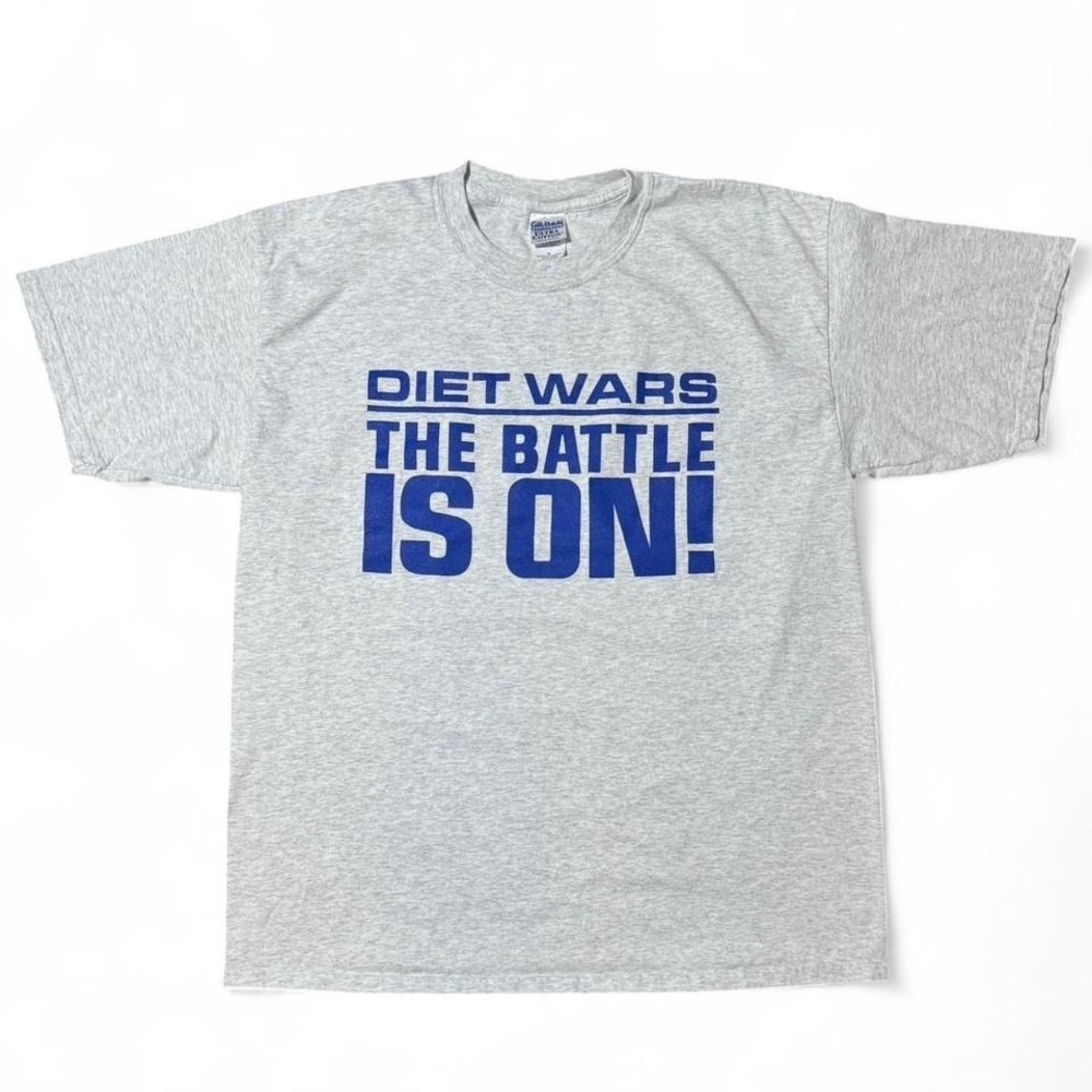 Vintage Y2K Grey Diet Wars The Battle Is On Pepsi Pop Cola Graphic Promo T-shirt